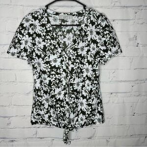 Loft XS or Small green & white top